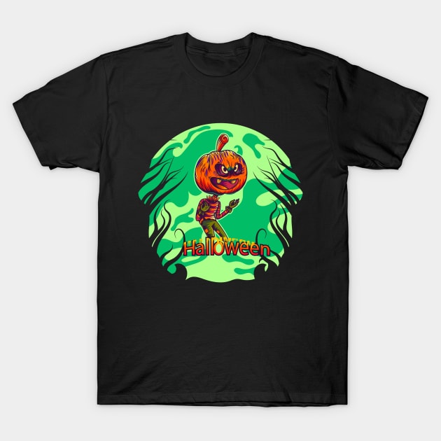 Pumpkin Halloween T-Shirt by Mako Design 